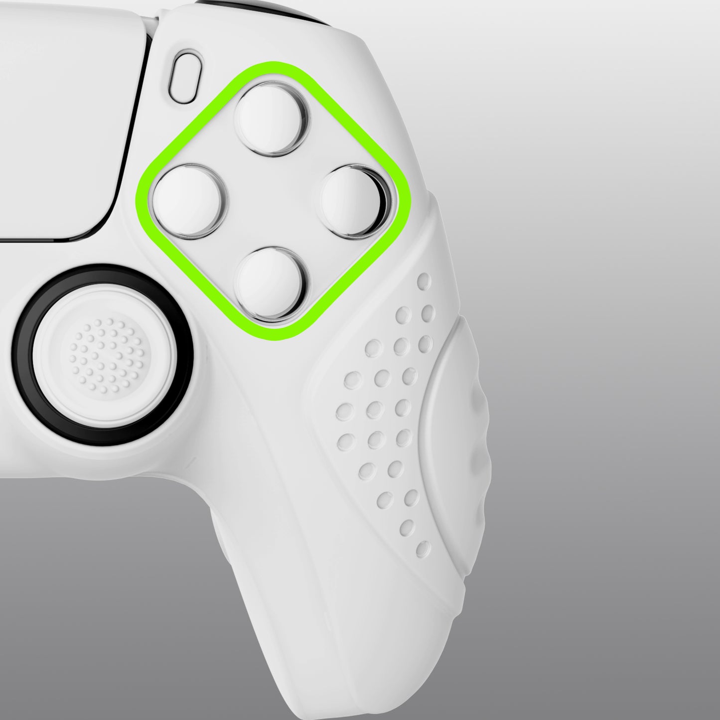 PlayVital Guardian Edition Anti-Slip Silicone Cover Skin with Thumb Grip Caps for PS5 Wireless Controller - White - YHPF002 PlayVital