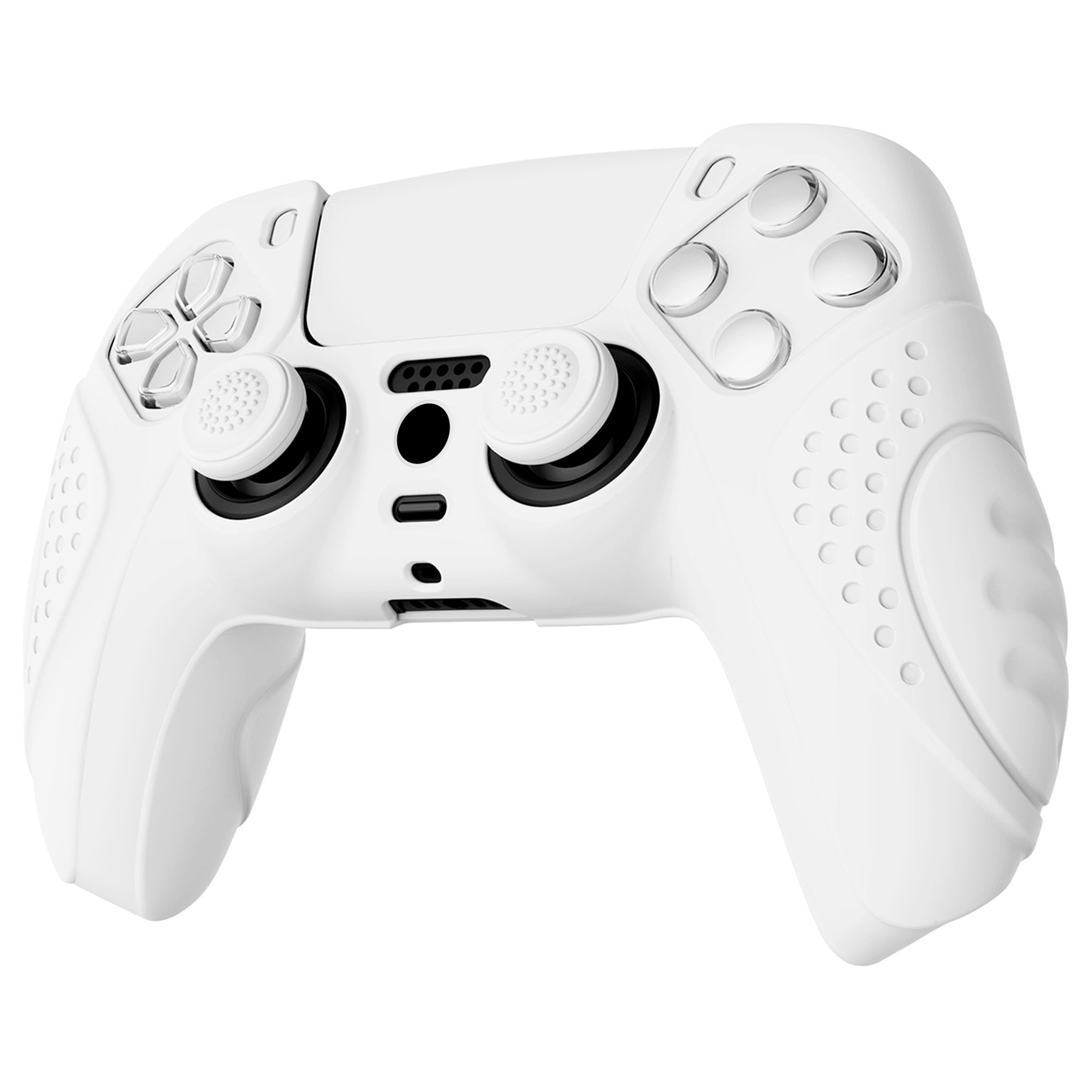 PlayVital Guardian Edition Anti-Slip Silicone Cover Skin with Thumb Grip Caps for PS5 Wireless Controller - White - YHPF002 PlayVital