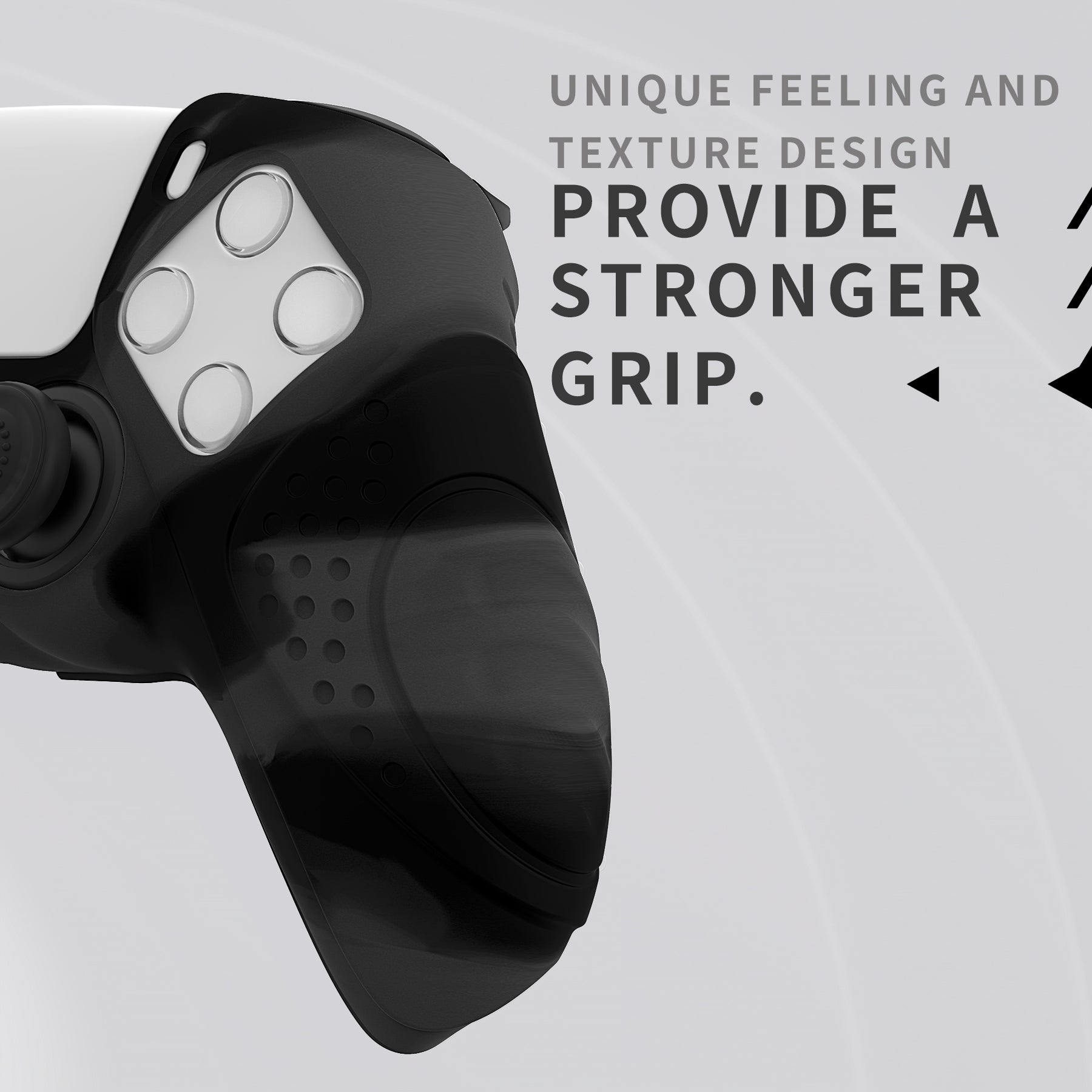 PlayVital Guardian Edition Anti-Slip Silicone Cover Skin with Thumb Grip Caps for PS5 Wireless Controller - Dark Gray & Black PlayVital