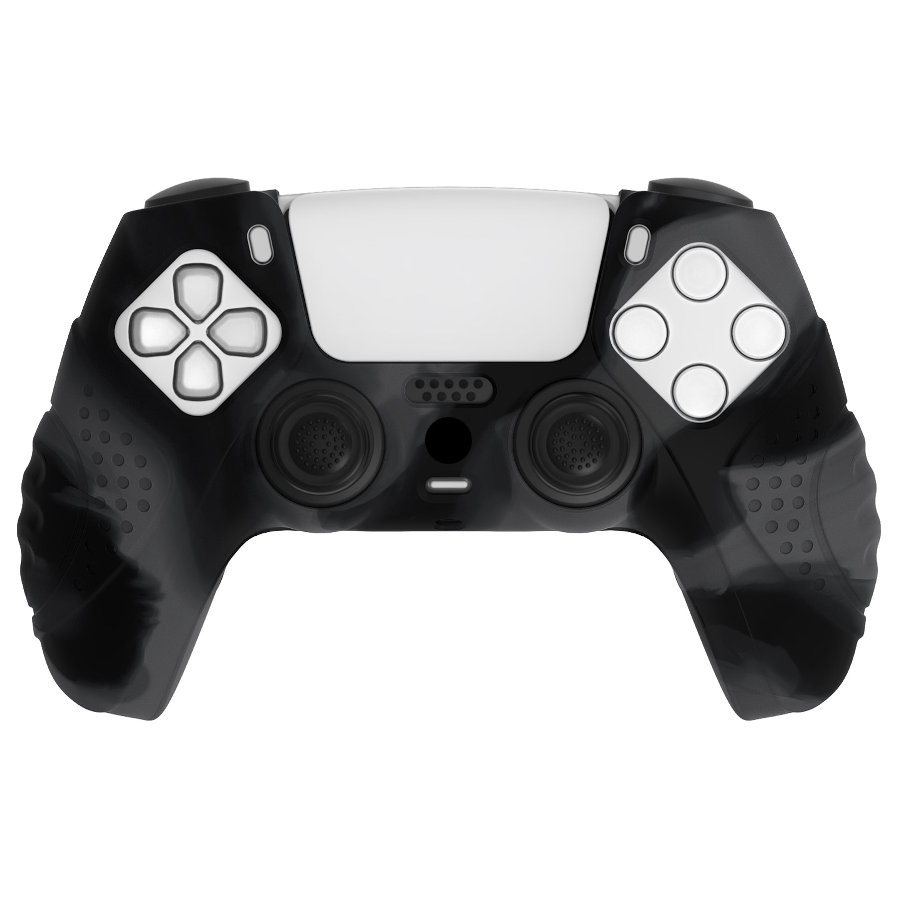 PlayVital Guardian Edition Anti-Slip Silicone Cover Skin with Thumb Grip Caps for PS5 Wireless Controller - Dark Gray & Black PlayVital