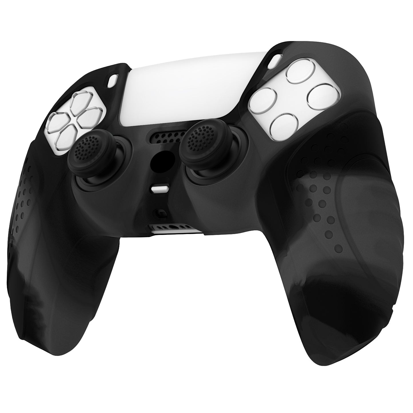 PlayVital Guardian Edition Anti-Slip Silicone Cover Skin with Thumb Grip Caps for PS5 Wireless Controller - Dark Gray & Black PlayVital