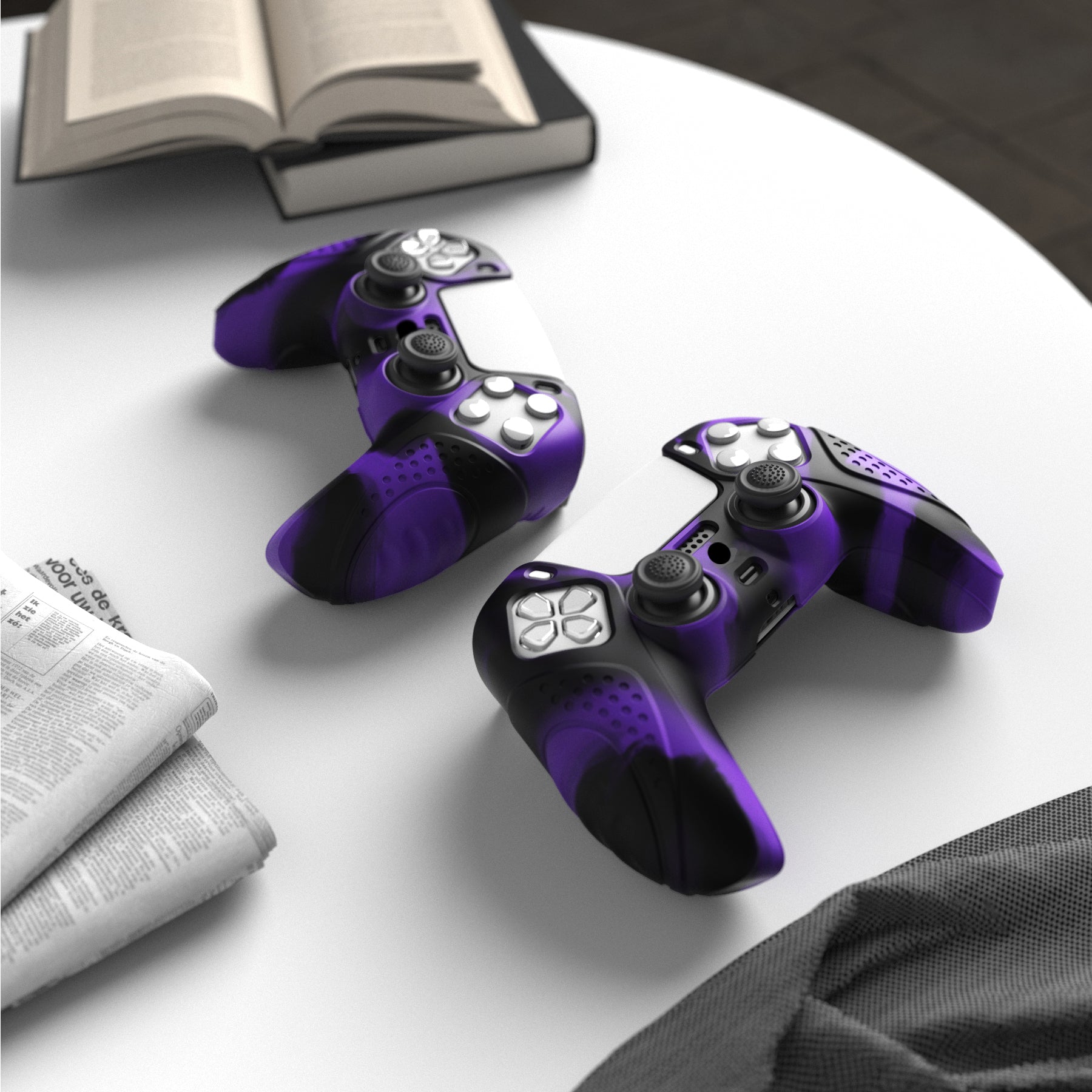 PlayVital Guardian Edition Anti-Slip Silicone Cover Skin with Thumb Grip Caps for PS5 Wireless Controller - Neon Purple - YHPF026 (Copy) PlayVital