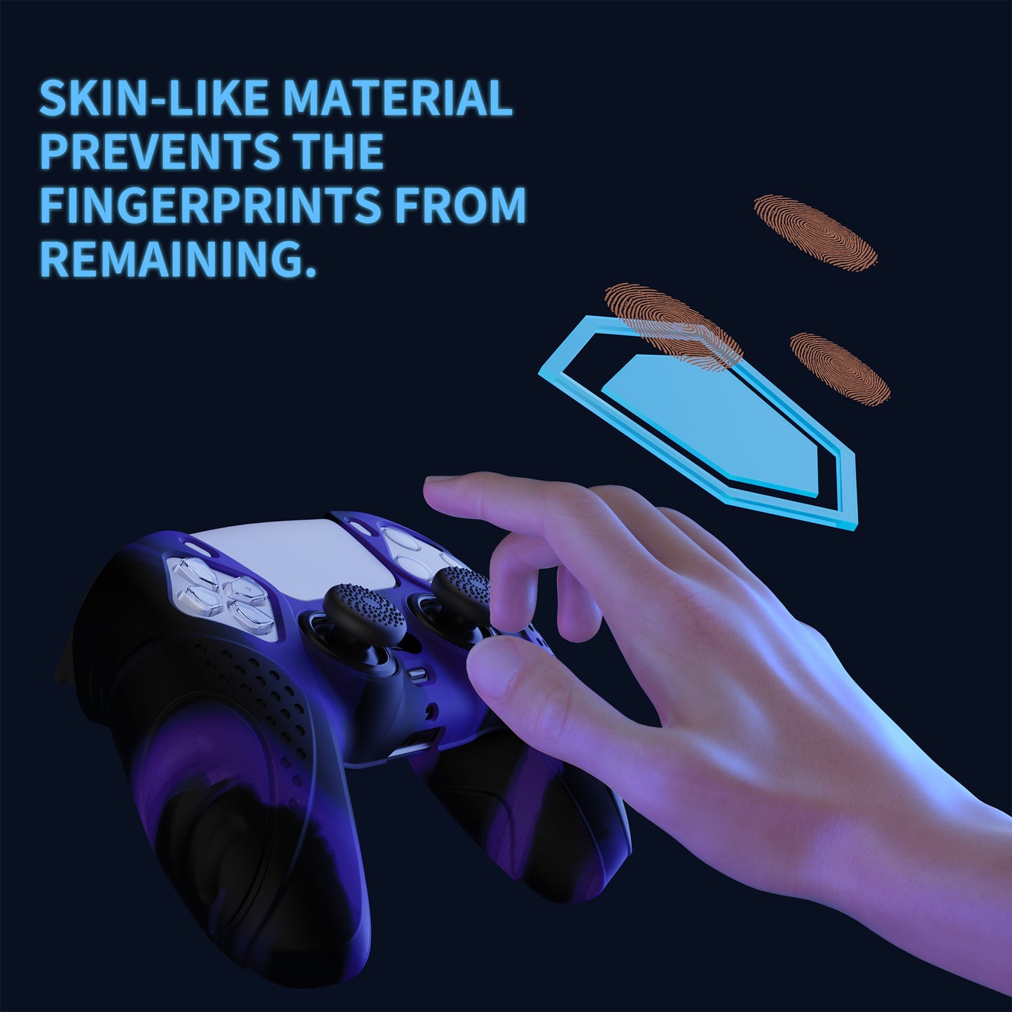 PlayVital Guardian Edition Anti-Slip Silicone Cover Skin with Thumb Grip Caps for PS5 Wireless Controller - Neon Purple - YHPF026 (Copy) PlayVital