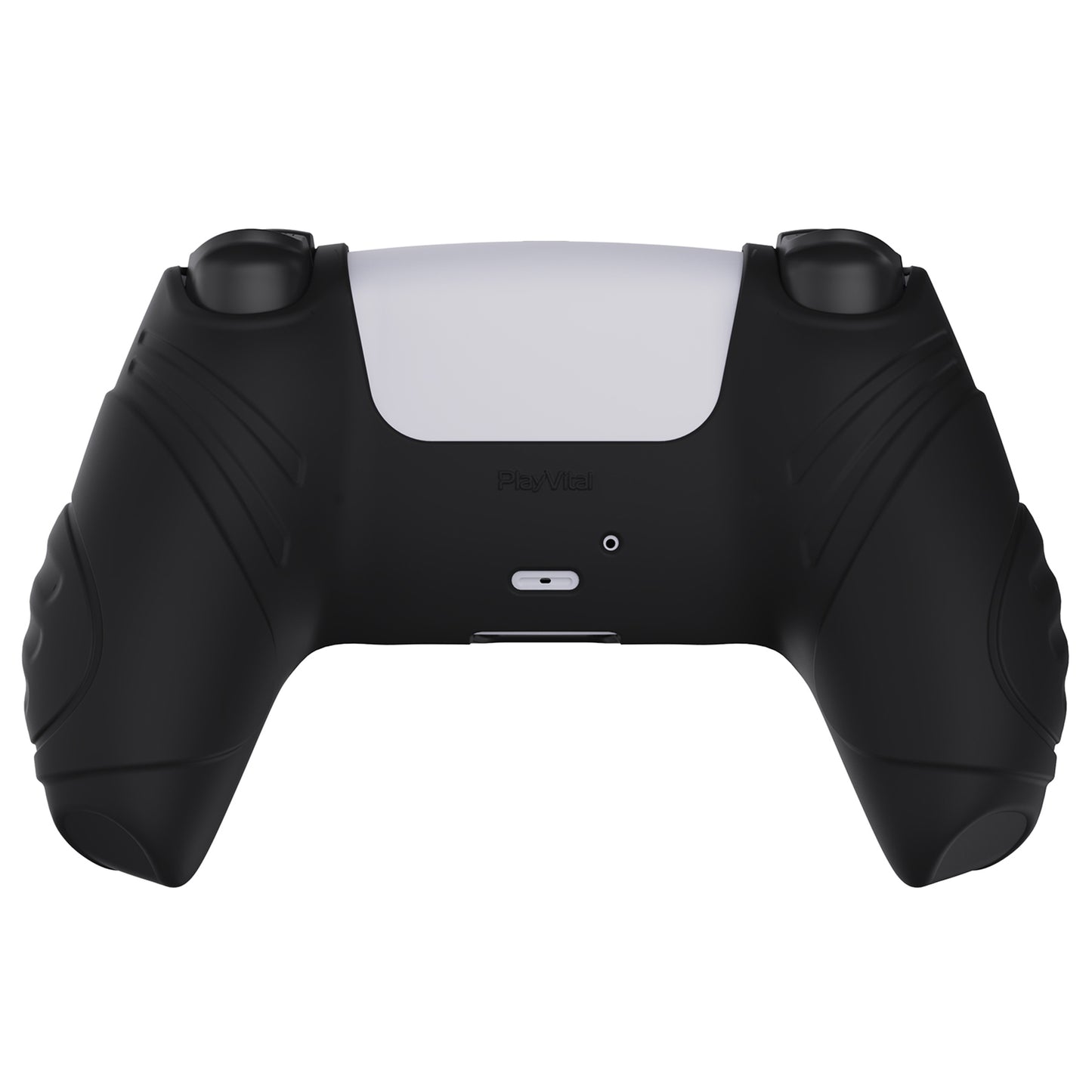 PlayVital Guardian Edition Anti-Slip Silicone Cover Skin with Thumb Grip Caps for PS5 Wireless Controller - Black - YHPF001 PlayVital