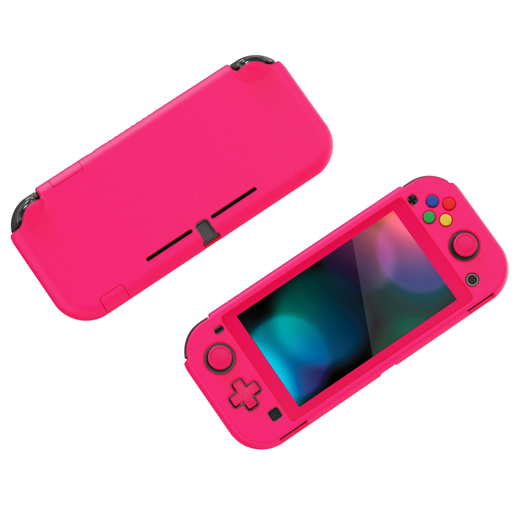 PlayVital Hard Shell Protective Case with Screen Protector & Thumb Grip Caps & Button Caps for NS Switch Lite - Clear Atomic Purple Rose Red - YYNLP007 (Copy) PlayVital