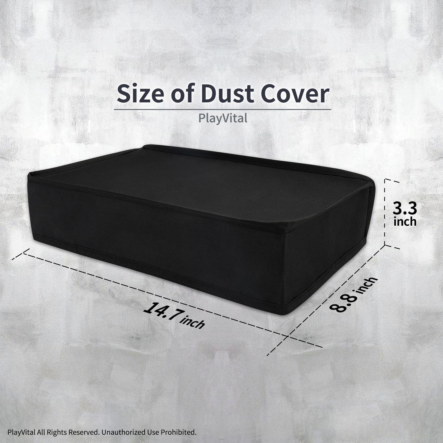 PlayVital Horizontal Dust Cover for ps5 Slim Digital Edition(The New Smaller Design), Black Dust Proof Protector Waterproof Cover Sleeve for ps5 Slim Console - RTKPFM001 PlayVital