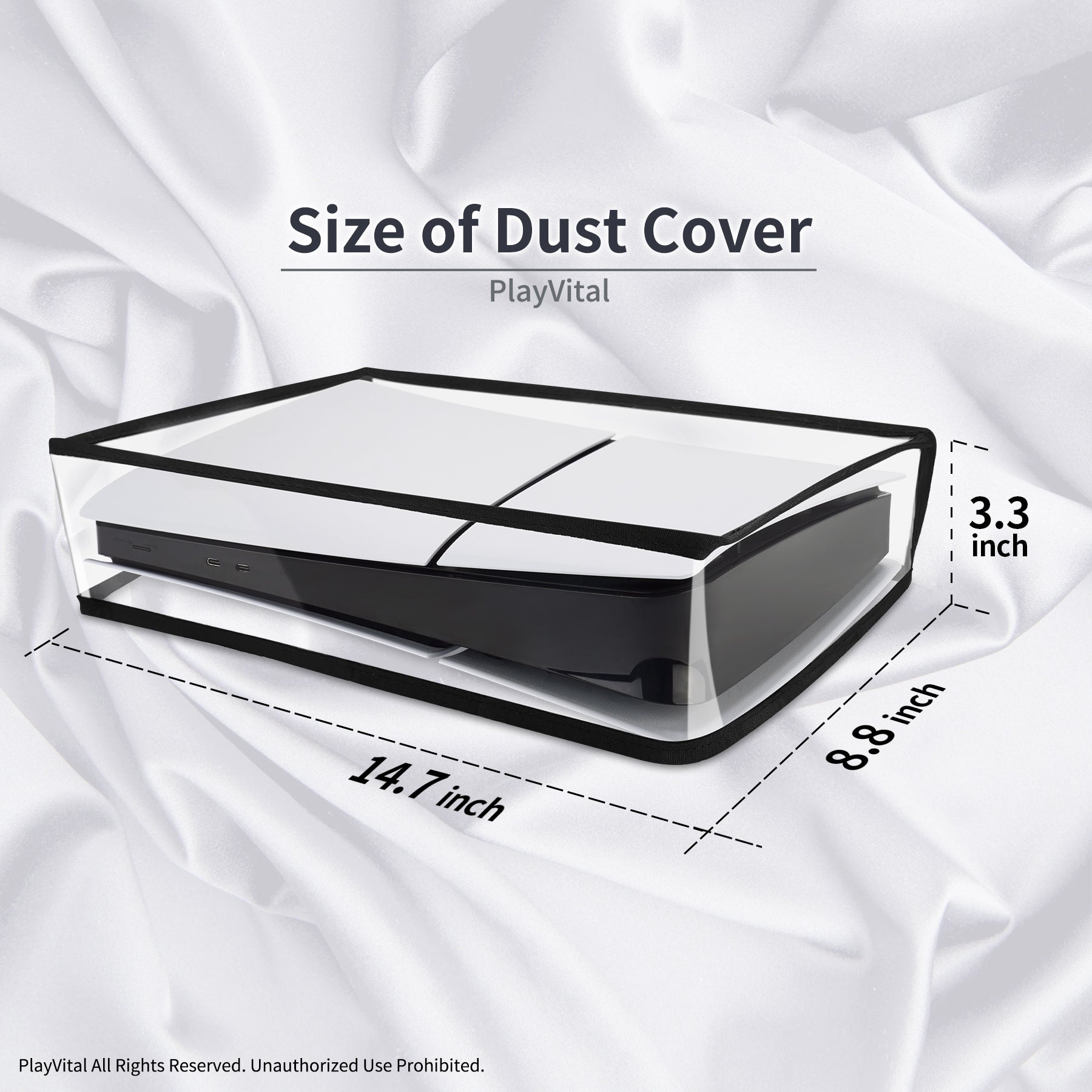 PlayVital Horizontal Dust Cover for ps5 Slim Digital Edition(The New Smaller Design), Transparent Dust Proof Protector Waterproof Cover Sleeve for ps5 Slim Console - RTKPFM003 PlayVital