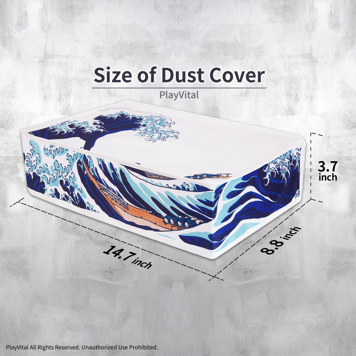 PlayVital Horizontal Dust Cover for ps5 Slim Disc Edition(The New Smaller Design), Nylon Dust Proof Protector Waterproof Cover Sleeve for ps5 Slim Console - The Great Wave - HUYPFH001 PlayVital