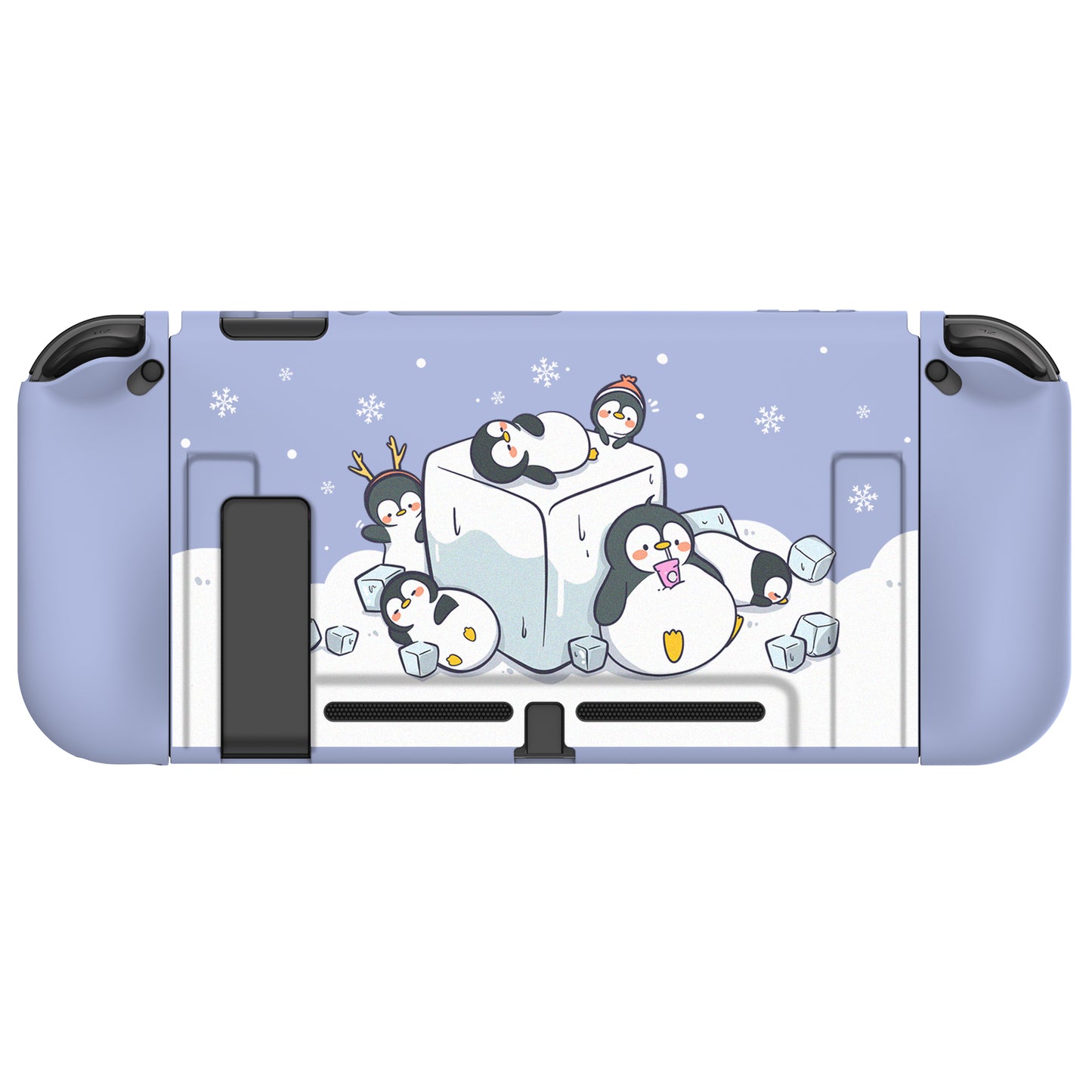 PlayVital ICY Cube Penguin Protective Case for NS, Soft TPU Slim Case Cover for NS Console with Colorful ABXY Direction Button Caps - NTU6023G2 PlayVital
