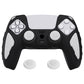 PlayVital Knight Edition Anti-Slip Silicone Cover Skin with Thumb Grip Caps for PS5 Wireless Controller - Black & White - QSPF002 PlayVital