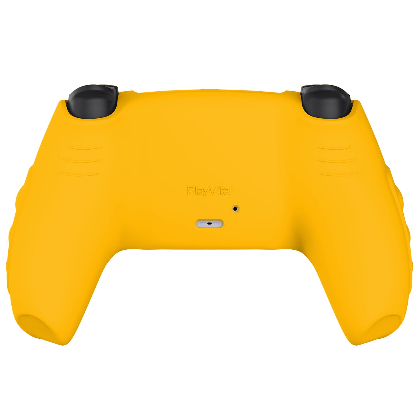 PlayVital Knight Edition Anti-Slip Silicone Cover Skin with Thumb Grip Caps for PS5 Wireless Controller - Caution Yellow & Graphite Gray - QSPF014 PlayVital