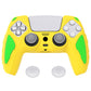 PlayVital Knight Edition Anti-Slip Silicone Cover Skin with Thumb Grip Caps for PS5 Wireless Controller - Legend Yellow & Green - QSPF016 PlayVital