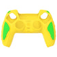 PlayVital Knight Edition Anti-Slip Silicone Cover Skin with Thumb Grip Caps for PS5 Wireless Controller - Legend Yellow & Green - QSPF016 PlayVital