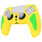 PlayVital Knight Edition Anti-Slip Silicone Cover Skin with Thumb Grip Caps for PS5 Wireless Controller - Legend Yellow & Green - QSPF016 PlayVital