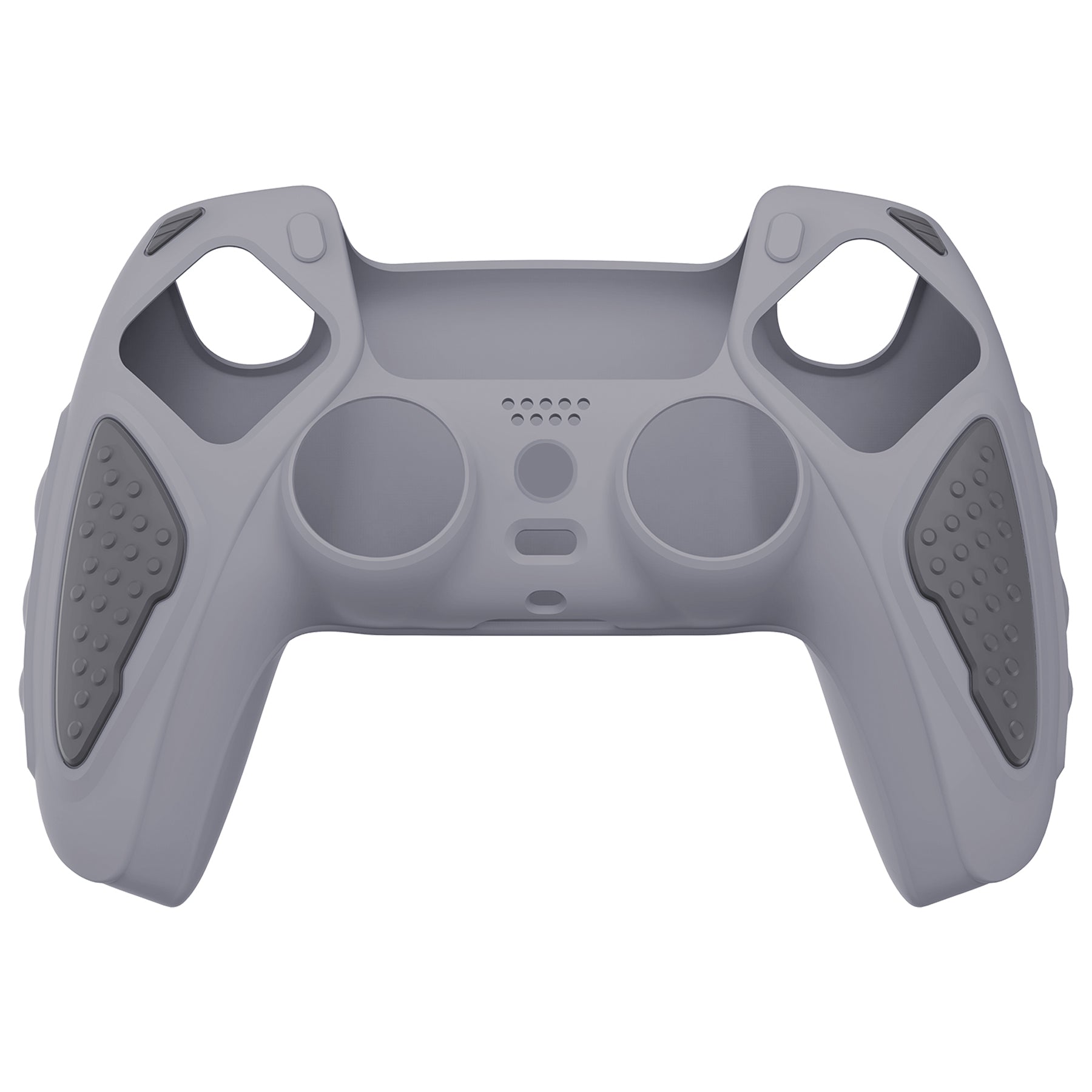 PlayVital Knight Edition Anti-Slip Silicone Cover Skin with Thumb Grip Caps for PS5 Wireless Controller - Metallic Gray & Dark Gray - QSPF011 PlayVital