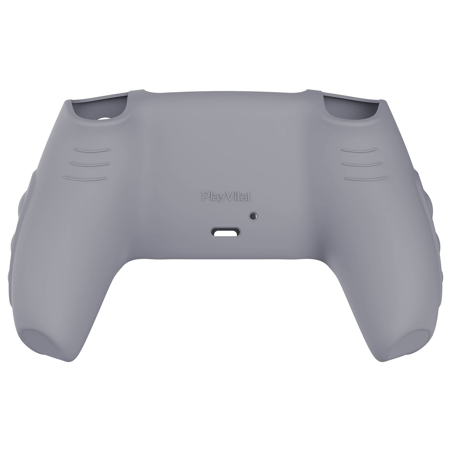 PlayVital Knight Edition Anti-Slip Silicone Cover Skin with Thumb Grip Caps for PS5 Wireless Controller - Metallic Gray & Dark Gray - QSPF011 PlayVital