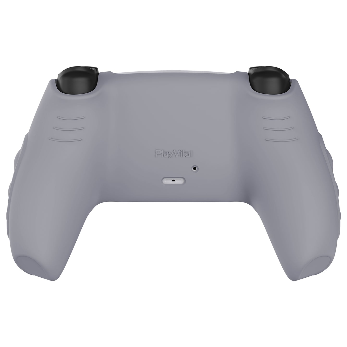 PlayVital Knight Edition Anti-Slip Silicone Cover Skin with Thumb Grip Caps for PS5 Wireless Controller - Metallic Gray & Dark Gray - QSPF011 PlayVital