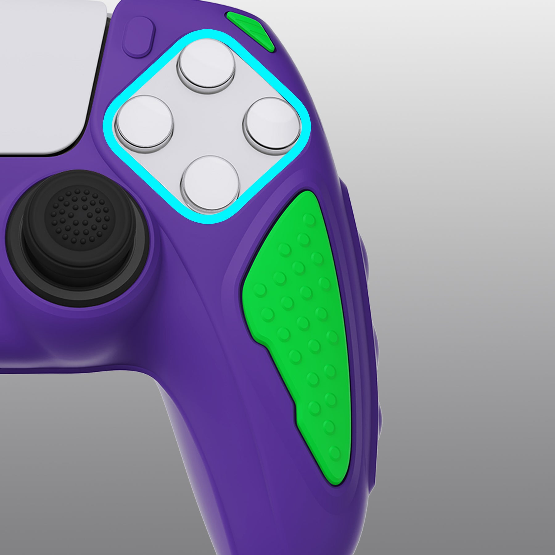 PlayVital PS5 Controller Neon Genesis Purple & Green Anti-Slip 