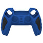 PlayVital Knight Edition Anti-Slip Silicone Cover Skin with Thumb Grip Caps for PS5 Wireless Controller - Passion Blue & Black - QSPF007 PlayVital