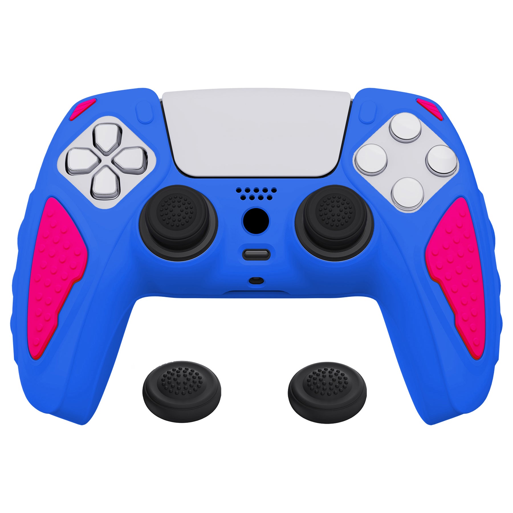 PlayVital PS5 Controller Primary Blue & Bright Pink Anti-Slip Silicone ...