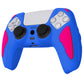 PlayVital Knight Edition Anti-Slip Silicone Cover Skin with Thumb Grip Caps for PS5 Wireless Controller - Primary Blue & Bright Pink - QSPF013 PlayVital