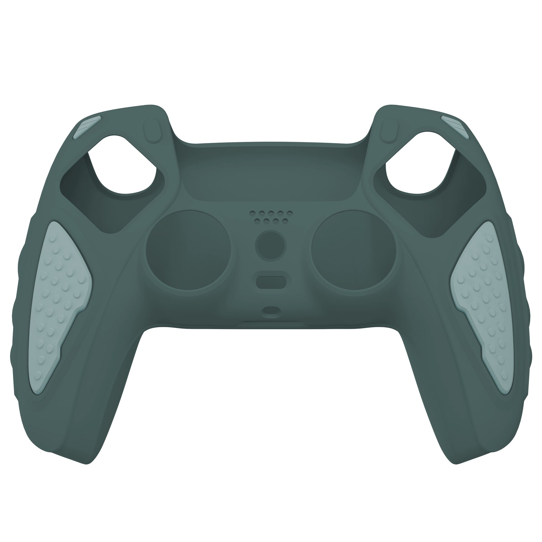 PlayVital Knight Edition Anti-Slip Silicone Cover Skin with Thumb Grip Caps for PS5 Wireless Controller - Templeton Gray & Jade Grey - QSPF012 PlayVital