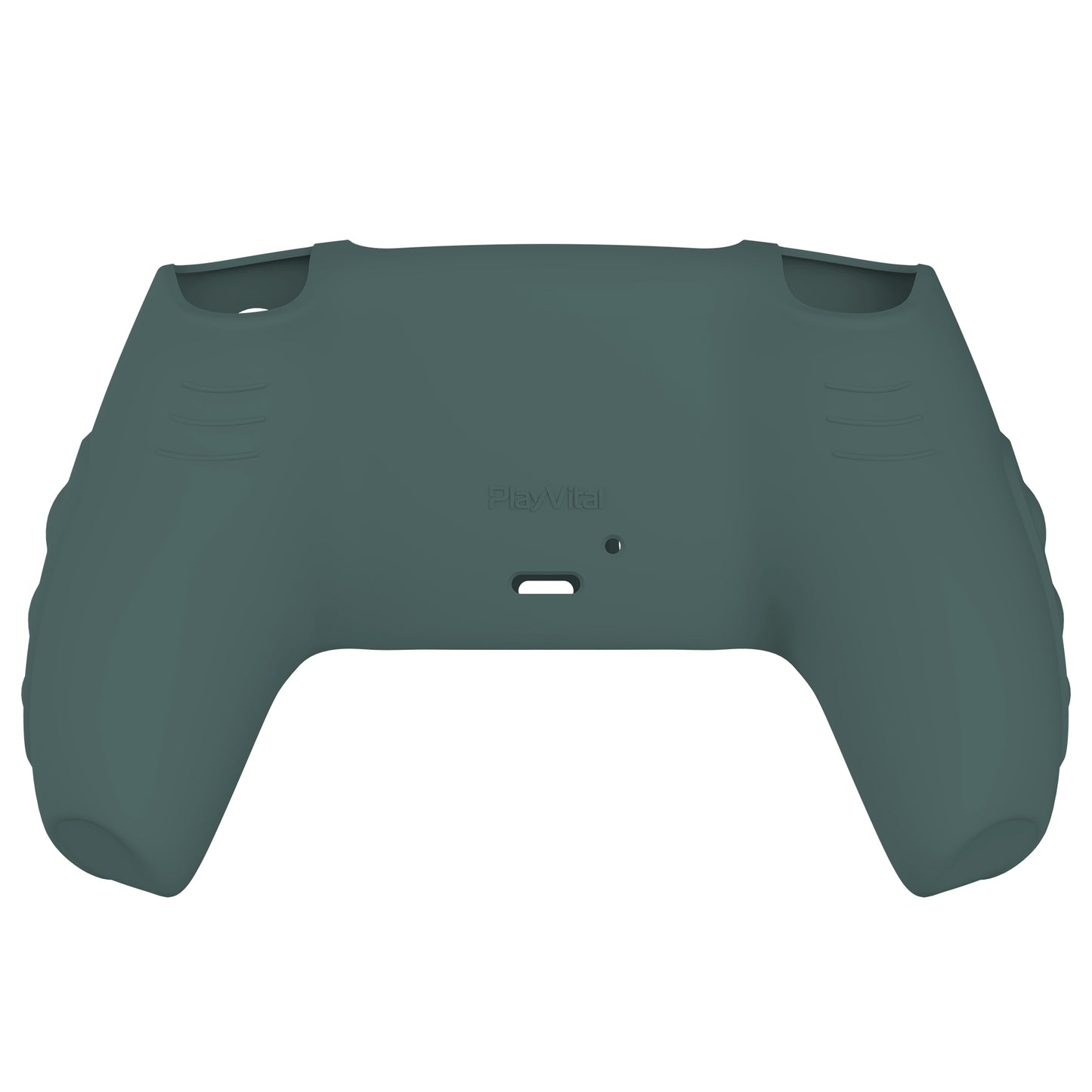 PlayVital Knight Edition Anti-Slip Silicone Cover Skin with Thumb Grip Caps for PS5 Wireless Controller - Templeton Gray & Jade Grey - QSPF012 PlayVital