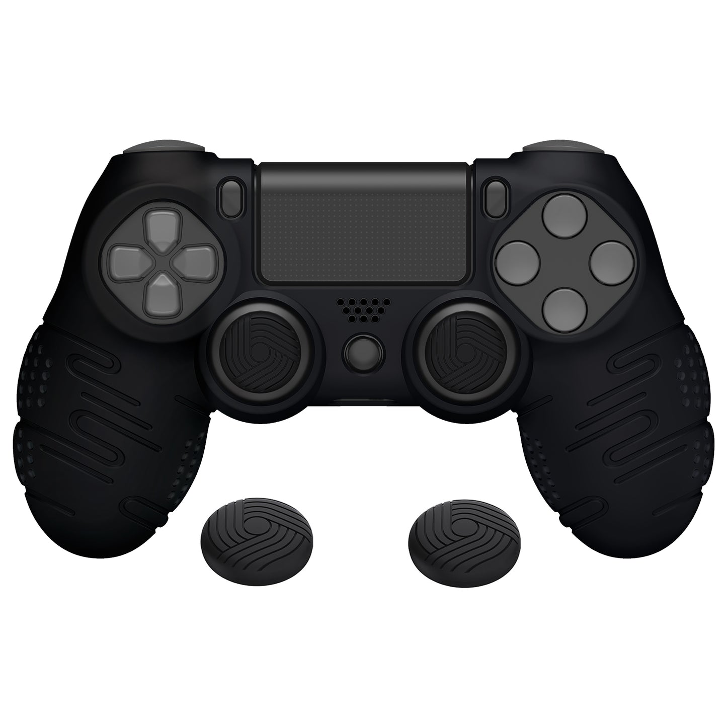 PlayVital Line & Dot Black Silicone Cover Skin for ps4 Controller, Anti-Slip Soft Protector Case Cover with Thumb Grip Caps for ps4 for ps4 Slim for ps4 Pro Controller - CLRP4P001