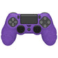 PlayVital Line & Dot Silicone Cover Skin with Thumb Grip Caps for PS4 Slim Pro Controller - Purple - CLRP4P004