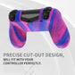PlayVital Line & Dot Silicone Cover Skin with Thumb Grip Caps for PS4 Slim Pro Controller - Pink & Purple & Blue playvital