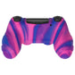 PlayVital Line & Dot Silicone Cover Skin with Thumb Grip Caps for PS4 Slim Pro Controller - Pink & Purple & Blue playvital