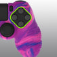 PlayVital Line & Dot Silicone Cover Skin with Thumb Grip Caps for PS4 Slim Pro Controller - Pink & Purple & Blue playvital