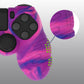 PlayVital Line & Dot Silicone Cover Skin with Thumb Grip Caps for PS4 Slim Pro Controller - Pink & Purple & Blue playvital