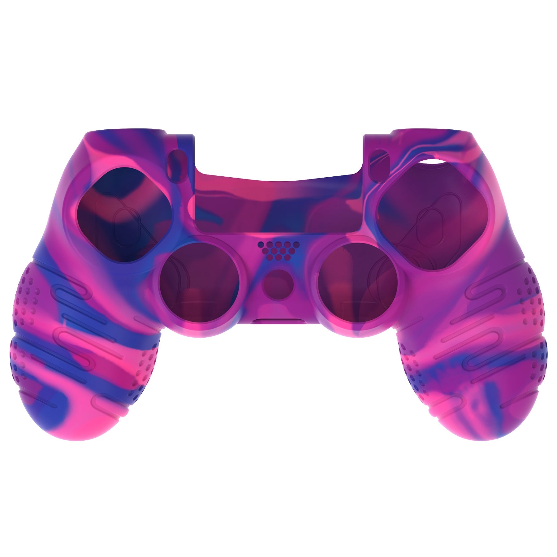 PlayVital Line & Dot Silicone Cover Skin with Thumb Grip Caps for PS4 Slim Pro Controller - Pink & Purple & Blue playvital