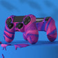 PlayVital Line & Dot Silicone Cover Skin with Thumb Grip Caps for PS4 Slim Pro Controller - Pink & Purple & Blue playvital