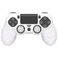 PlayVital Line & Dot Silicone Cover Skin with Thumb Grip Caps for PS4 Slim Pro Controller - White