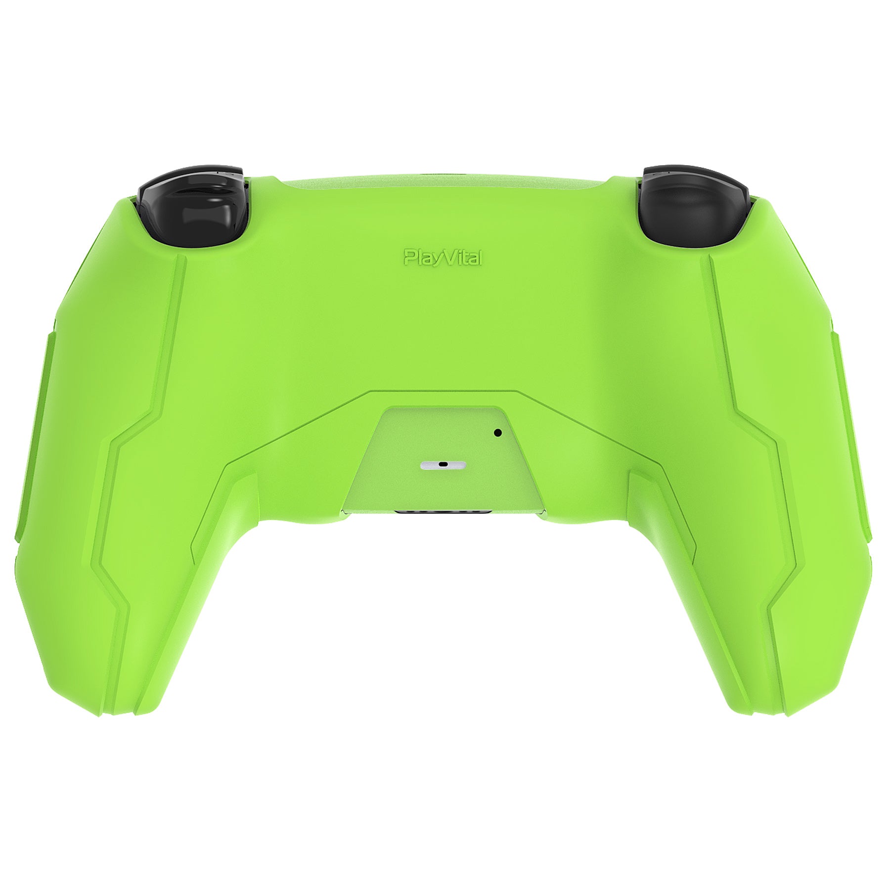 PlayVital Mecha Edition Anti-Slip Silicone Cover Skin with Matching Thumb Grips and Stickers for PS5 Wireless Controller - Compatible with Charging Station - Neon Green PlayVital