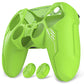 PlayVital Mecha Edition Anti-Slip Silicone Cover Skin with Matching Thumb Grips and Stickers for PS5 Wireless Controller - Compatible with Charging Station - Neon Green PlayVital