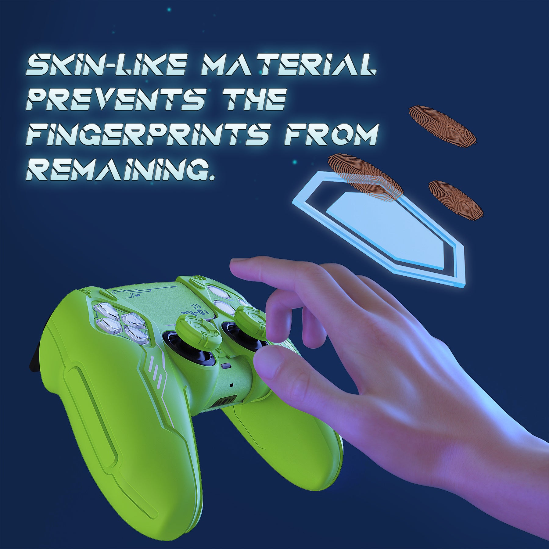 PlayVital Mecha Edition Anti-Slip Silicone Cover Skin with Matching Thumb Grips and Stickers for PS5 Wireless Controller - Compatible with Charging Station - Neon Green PlayVital