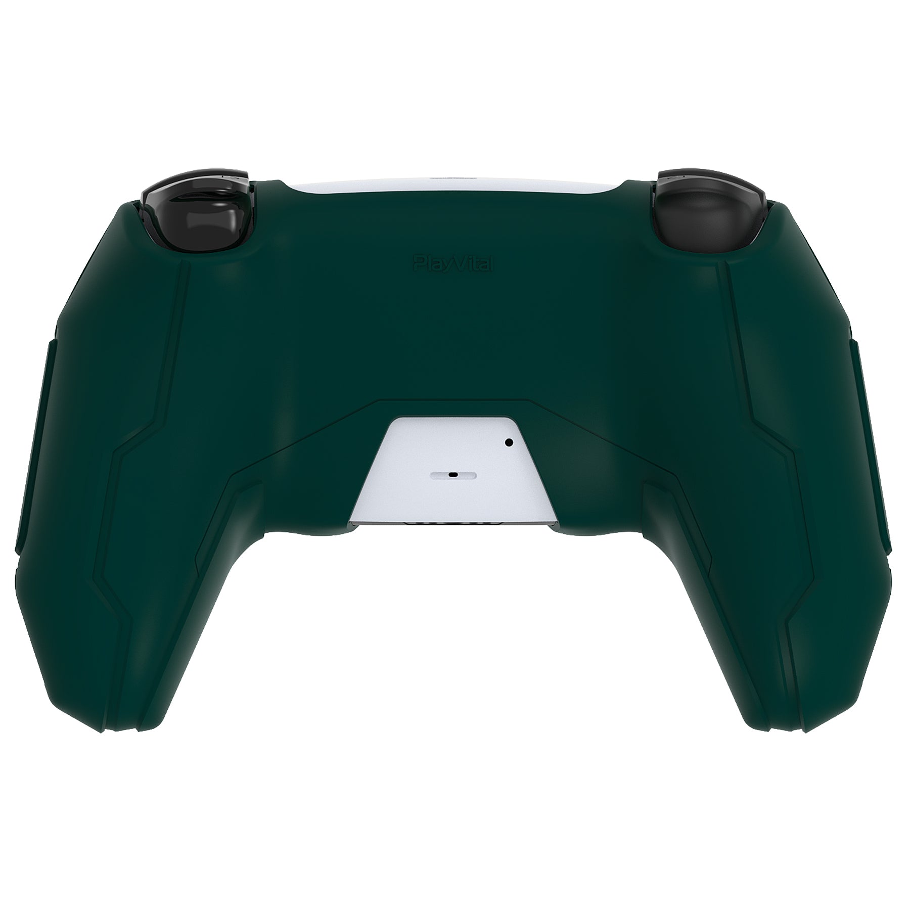 PlayVital Mecha Edition Anti-Slip Silicone Cover Skin with Matching Thumb Grips and Stickers for PS5 Wireless Controller - Compatible with Charging Station - Jungle Green PlayVital