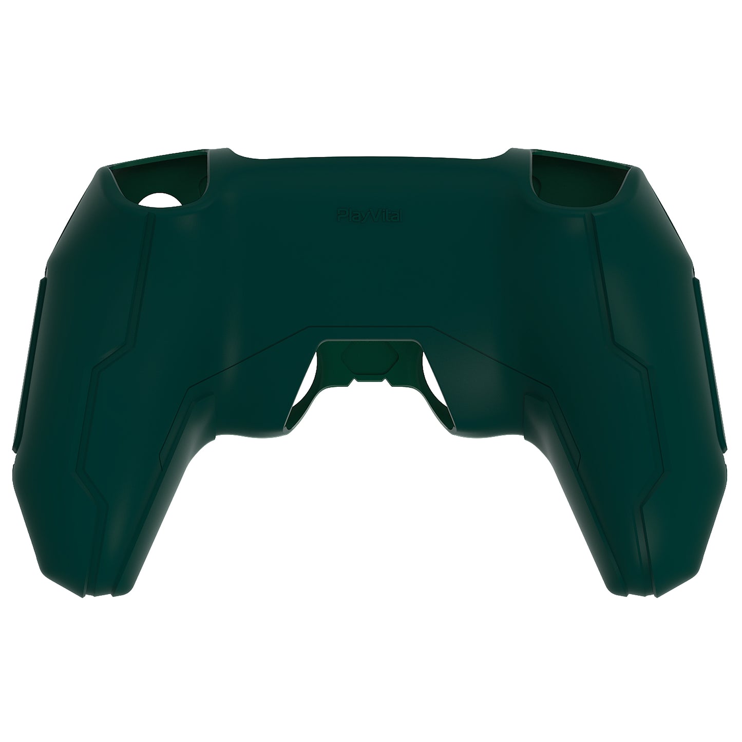 PlayVital Mecha Edition Anti-Slip Silicone Cover Skin with Matching Thumb Grips and Stickers for PS5 Wireless Controller - Compatible with Charging Station - Jungle Green PlayVital