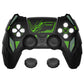 PlayVital Mecha Rhino Silicone Cover for PS5 Controller with Thumb Grips & Stickers, Compatible with Charging Station - Black & Green PlayVital