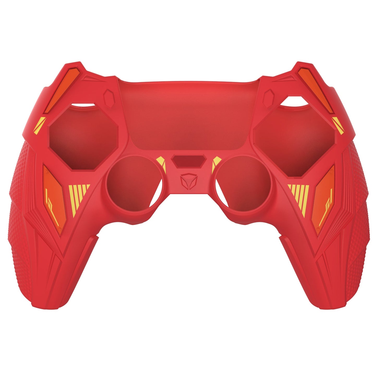 PlayVital Mecha Rhino Silicone Cover for PS5 Controller with Thumb Grips & Stickers, Compatible with Charging Station - Maple Red & Brick Red PlayVital