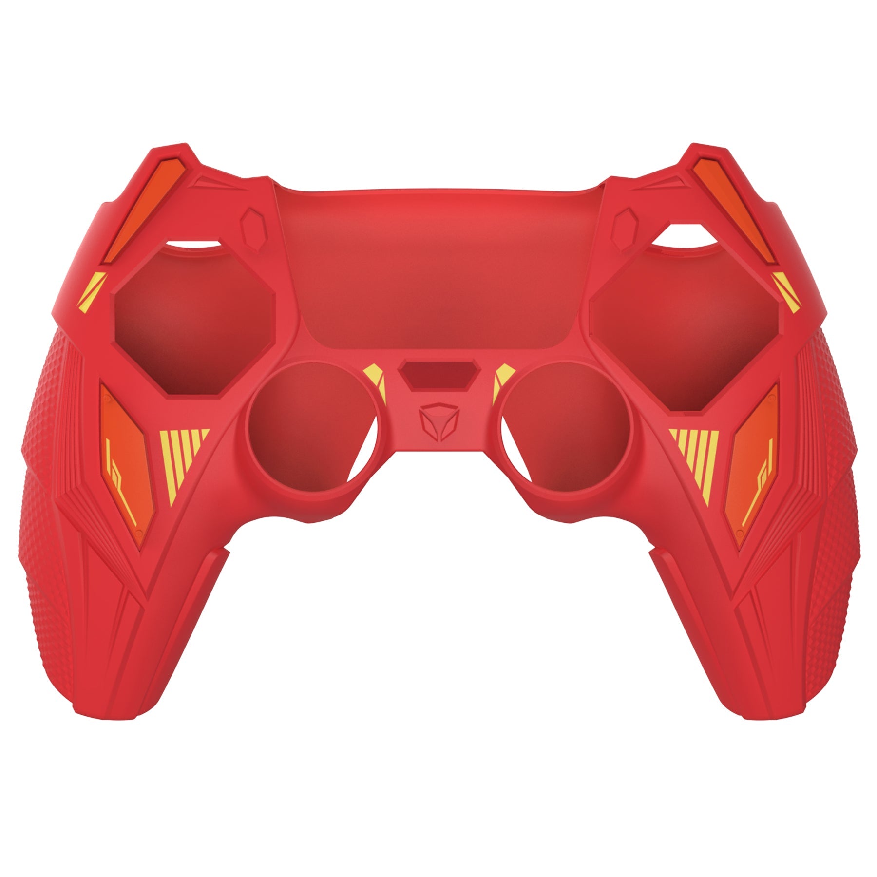 PlayVital Mecha Rhino Silicone Cover for PS5 Controller with Thumb Grips & Stickers, Compatible with Charging Station - Maple Red & Brick Red PlayVital