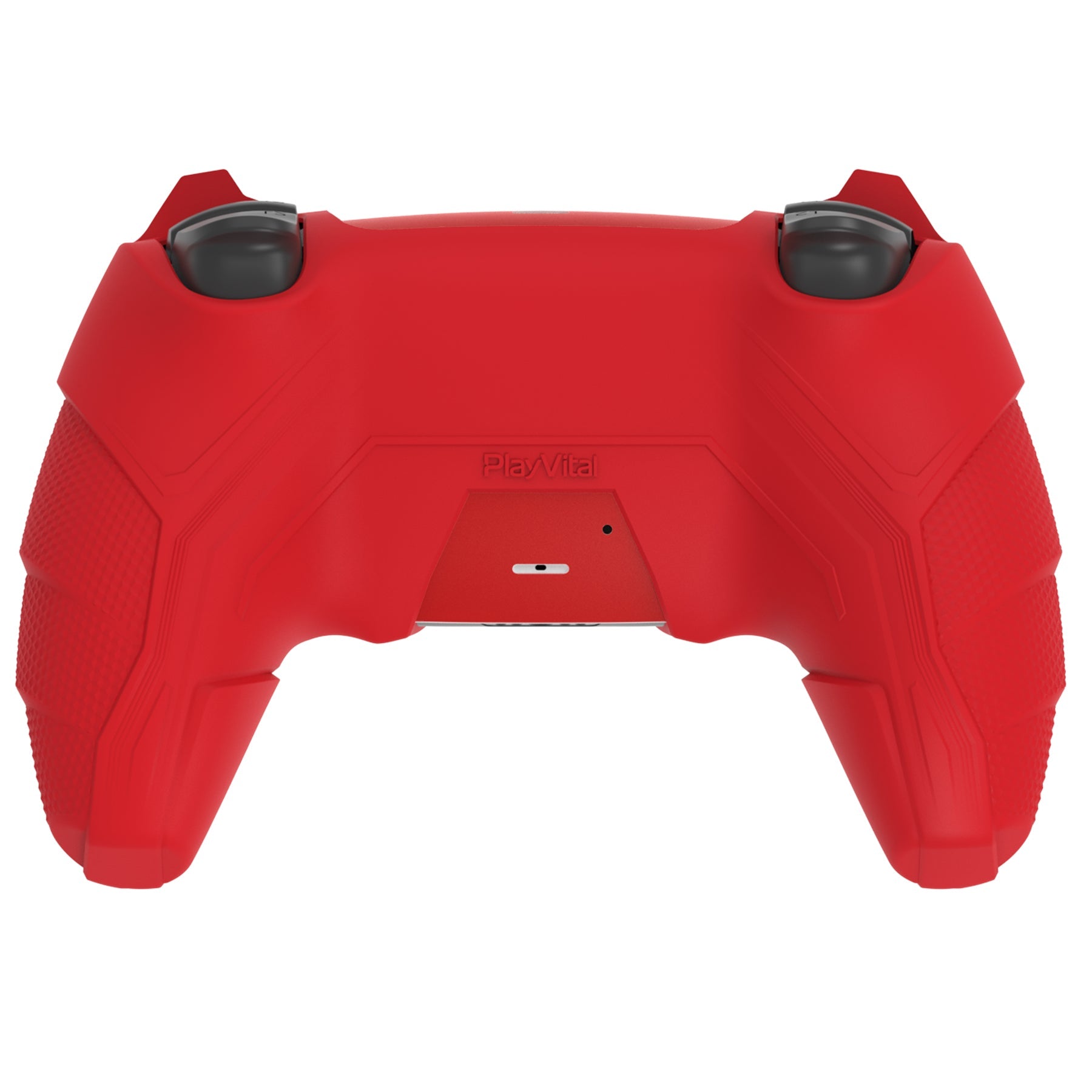 PlayVital Mecha Rhino Silicone Cover for PS5 Controller with Thumb Grips & Stickers, Compatible with Charging Station - Maple Red & Brick Red PlayVital