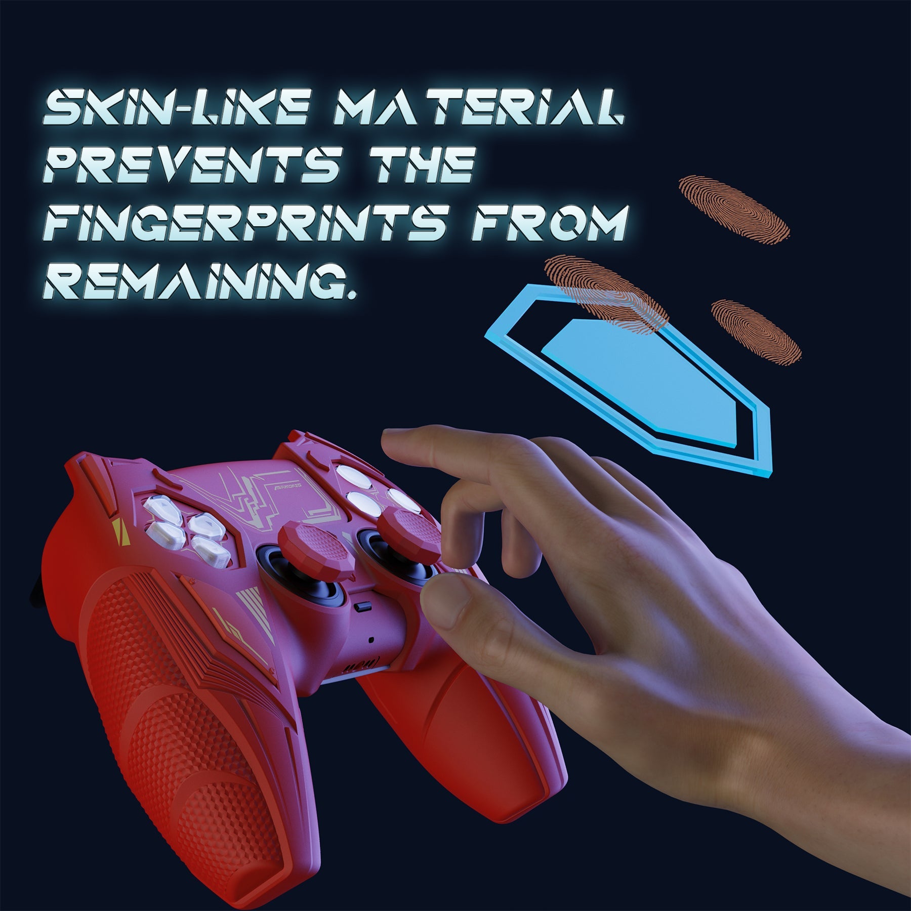 PlayVital Mecha Rhino Silicone Cover for PS5 Controller with Thumb Grips & Stickers, Compatible with Charging Station - Maple Red & Brick Red PlayVital