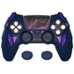 PlayVital Mecha Rhino Silicone Cover for PS5 Controller with Thumb Grips & Stickers, Compatible with Charging Station - Midnight Blue & Purple PlayVital
