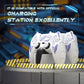 PlayVital Mecha Rhino Silicone Cover for PS5 Controller with Thumb Grips & Stickers, Compatible with Charging Station - White & Light Violet PlayVital