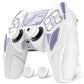 PlayVital Mecha Rhino Silicone Cover for PS5 Controller with Thumb Grips & Stickers, Compatible with Charging Station - White & Light Violet PlayVital