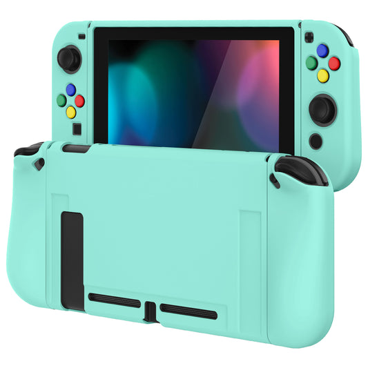 PlayVital Misty Green Protective Case for NS Switch, Soft TPU Slim Case Cover for NS Switch Console with Colorful ABXY Direction Button Caps - NTU6032G2 PlayVital